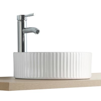 Vasque à poser ronde en céramique blanc Ø35,5 x H.12 cm, Linea