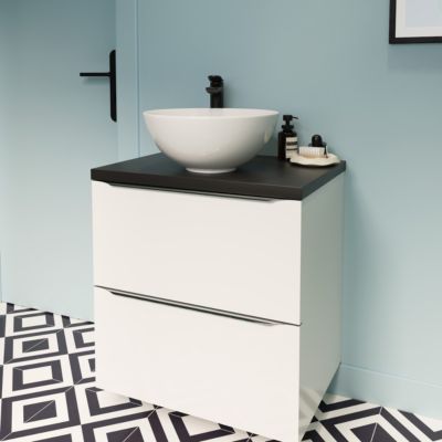 Vasque à poser ronde en céramique blanc Ø37,5 x H.18 cm, GoodHome Tasi
