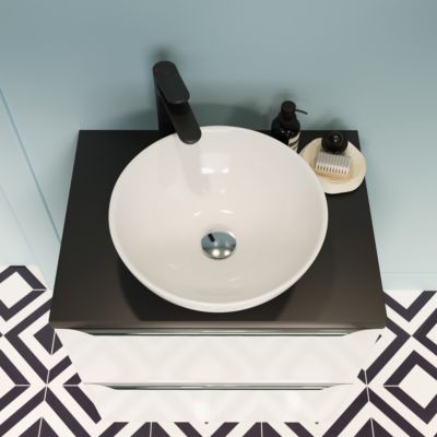 Vasque à poser ronde en céramique blanc Ø37,5 x H.18 cm, GoodHome Tasi