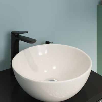 Vasque à poser ronde en céramique blanc Ø37,5 x H.18 cm, GoodHome Tasi
