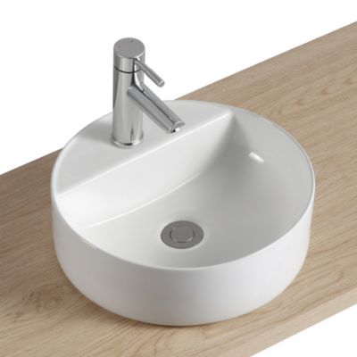 Vasque à poser ronde en céramique blanc Ø37 x H.12 cm, Homesight Kalvin