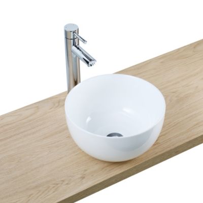 Vasque à poser ronde en céramique blanc brillant, Ø30 x H.16 cm, Homesight Ramy