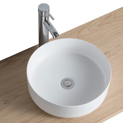 Vasque à poser ronde en céramique blanc brillant Ø36 x H.12 cm, Homesight Romeo