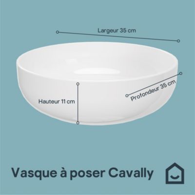 Vasque à poser ronde en céramique blanc brillant GoodHome Cavally