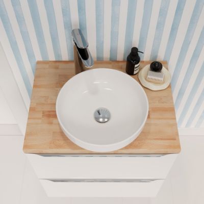 Vasque à poser ronde en céramique blanc brillant GoodHome Cavally