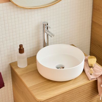 Vasque à poser ronde en céramique blanc mat Ø36 x H.12 cm, Homesight Romeo