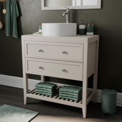 Vasque à poser ronde en céramique blanc mat Ø40 x H.14,5 cm, GoodHome Samal