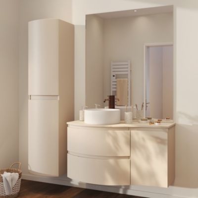 Vasque à poser ronde en céramique blanc mat Ø40 x H.14,5 cm, GoodHome Samal