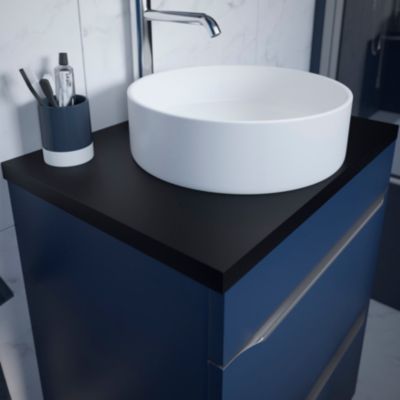 Vasque à poser ronde en céramique blanc mat Ø40 x H.14,5 cm, GoodHome Samal