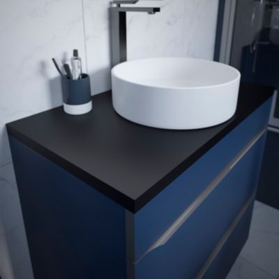 Vasque à poser ronde en céramique blanc mat Ø40 x H.14,5 cm, GoodHome Samal