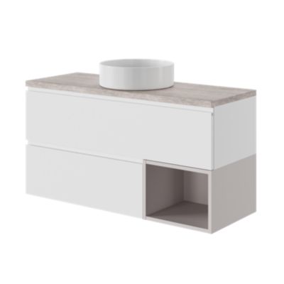 Vasque à poser ronde en céramique blanc mat Ø40 x H.14,5 cm, GoodHome Samal
