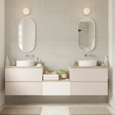 Vasque à poser ronde en céramique blanc mat Ø40 x H.14,5 cm, GoodHome Samal
