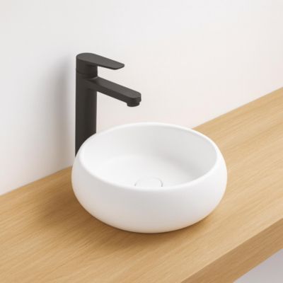 Vasque à poser ronde en céramique blanc mat H.12 cm, Ondee