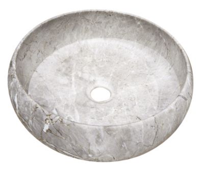 Vasque à poser ronde en céramique effet marbre gris Ø36 x H.12 cm, Ondee Sora