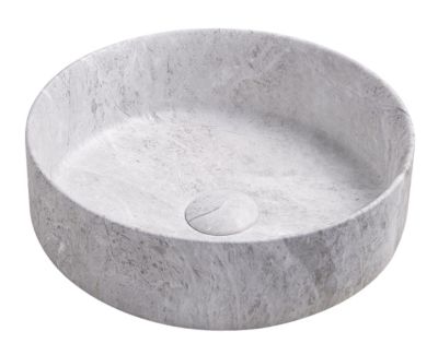 Vasque à poser ronde en céramique effet marbre gris H.14 cm, Ondee