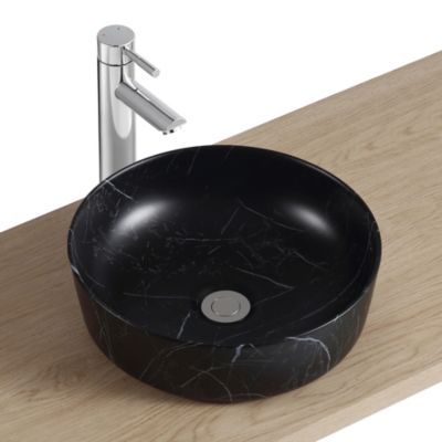 Vasque à poser ronde en céramique effet marbre noir Ø37 x H.12 cm, Homesight Lou