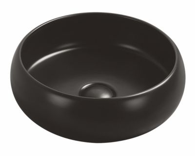 Vasque à poser ronde en céramique noir mat H.12 cm, Ondee