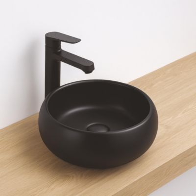 Vasque à poser ronde en céramique noir mat H.12 cm, Ondee
