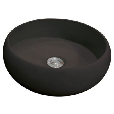 Vasque à poser ronde en céramique noir mat H.12 cm, Ondee