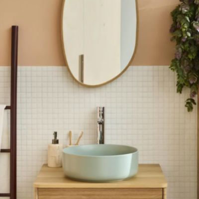 Vasque à poser ronde en céramique vert sauge Ø36 x H.12 cm, Homesight Romeo