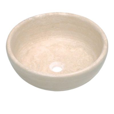 Vasque à poser ronde en pierre naturelle ivoire Casa Linea Travertin