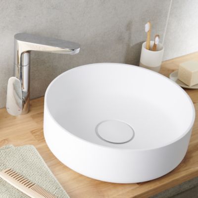 Vasque à poser ronde en résine blanche Ø38 x H.12 cm, GoodHome Apanas