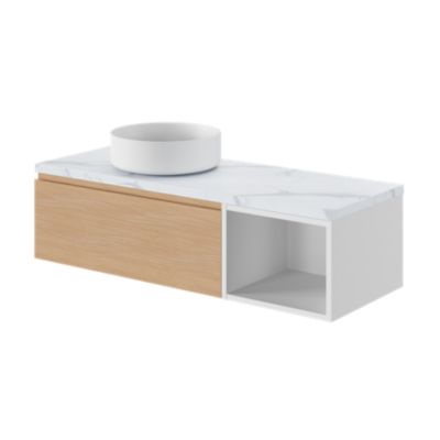 Vasque à poser ronde en résine blanche Ø38 x H.12 cm, GoodHome Apanas
