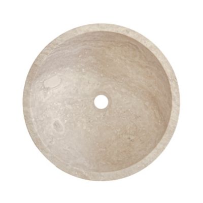 Vasque à poser ronde en travertin ivoire Ø40,6 x H.15 cm, Casa linea Elodie
