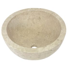 Vasque à poser ronde en travertin l.40,6xH.15 cm, Casa Linéa Aline