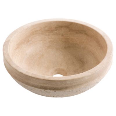 Vasque à poser ronde en travertin l.40,6xH.15 cm, Casa Linéa Sophia