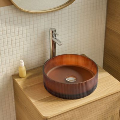 Vasque à poser ronde en verre fumé miel Ø36 x H.12 cm, Homesight Bali