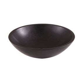 Vasque à poser ronde pierre naturelle noire GoodHome Tumen