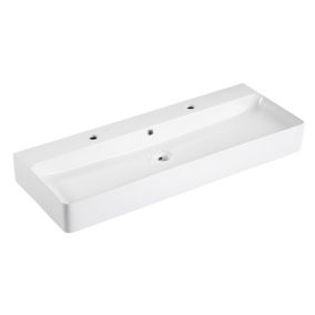 Vasque à suspendre rectangulaire céramique blanc Malaga