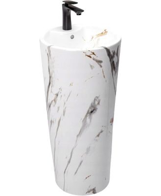 Vasque Autoportante Rea Blanka Marble White Round
