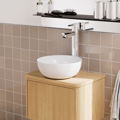 Vasque bol à poser en céramique blanche Ø26 x H.12 cm, Homesight