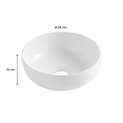 Vasque bol à poser en céramique blanche Ø26 x H.12 cm, Homesight