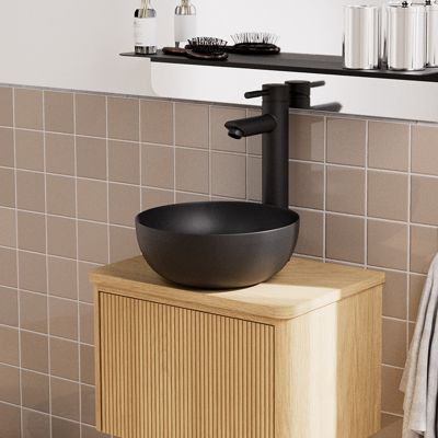 Vasque bol à poser en céramique noire Ø26 x H.12 cm, Homesight