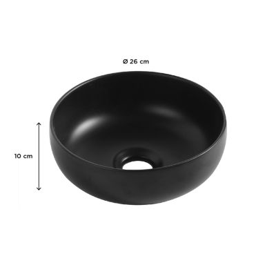 Vasque bol à poser en céramique noire Ø26 x H.12 cm, Homesight