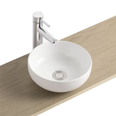 Vasque bol en céramique diamètre 26 x H.12 cm, blanc, Homesight