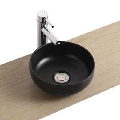 Vasque bol en céramique diamètre 26 x H.12 cm, noir, Homesight