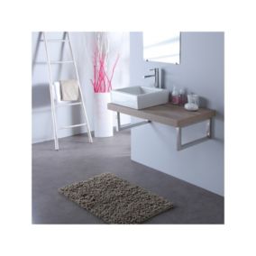 Vasque carrée Elec blanche + Plan stratifié 90 cm Gris laméllé