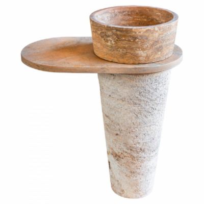 Vasque colonne en marbre scabas Héloise avec tablette - 40 x H0 cm - C-NEGOCE