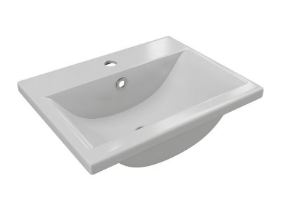 Vasque de salle de bain semi-encastrée rectangle en céramique - L51,5 cm - Blanc - YASMAC II