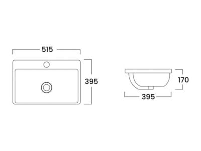 Vasque de salle de bain semi-encastrée rectangle en céramique - L51,5 cm - Blanc - YASMAC II
