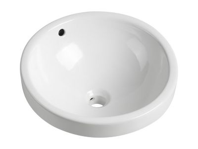 Vasque de salle de bain semi-encastrée ronde en céramique - 46 cm - Blanc - CATONAC II