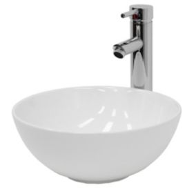 Vasque en céramique blanc avec bonde de vidage pour salle de bain 320x135 mm