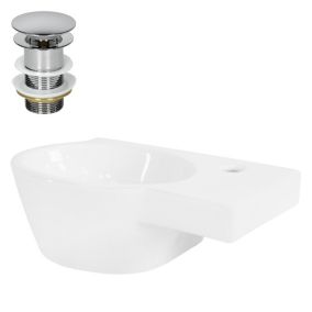 Vasque en céramique blanc avec bonde de vidage pour salle de bain 375x190x140 mm