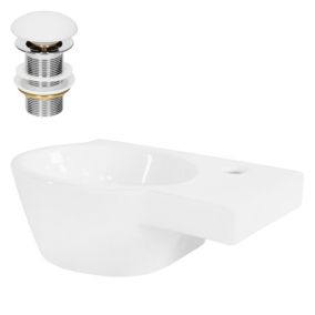 Vasque en céramique blanc avec bonde de vidage pour salle de bain 375x190x140 mm