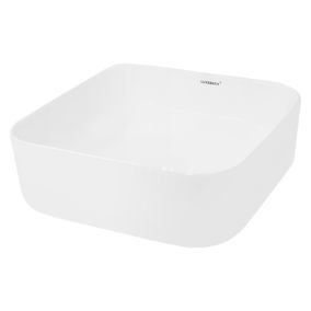 Vasque en céramique blanc avec bonde de vidage pour salle de bain 390x390x140 mm