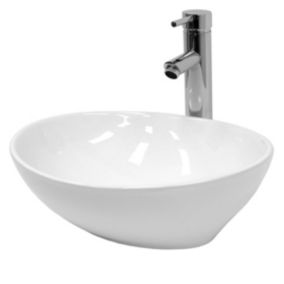 Vasque en céramique blanc avec bonde de vidage pour salle de bain 410x330x142 mm